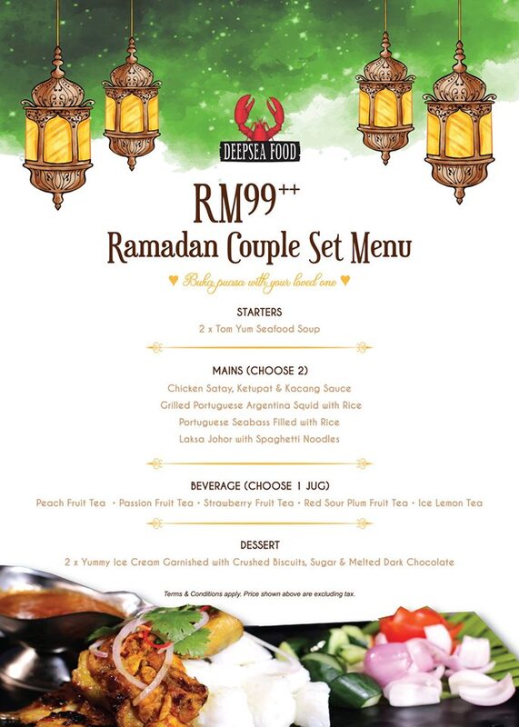 Seafood lovers, indulge in DeepSea Food’s array of seafood galore this Ramadan with their Boston Lobster Ramadan sets. Choose between Ramadan Couple Set for 2 pax, Ramadan Family Set for 5 pax or Ramadan Gathering Set for 10 pax for a scrumptious buka puasa together.