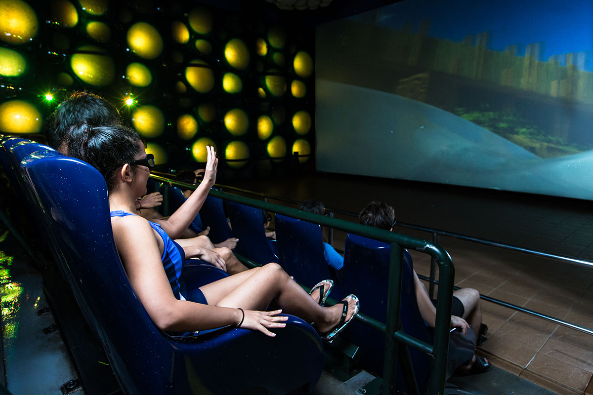 Enjoy a Cinematic Experience Like No Other at Sunway Lagoon! View of the cinematic experience with 3D glasses on.
