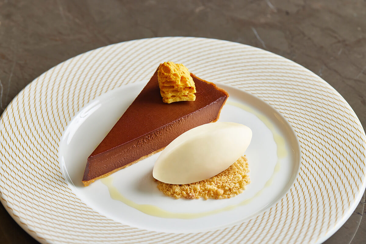 Opt for the Manjari Chocolate Tart to bring your exquisite dining experience to a close - Gordon Ramsay Bar & Grill
