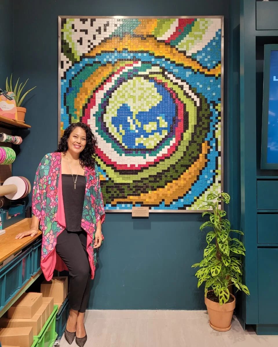 Nini Marini and her mural titled ‘Change The World (2020)’ displayed exclusively at The Body Shop, Sunway Pyramid.