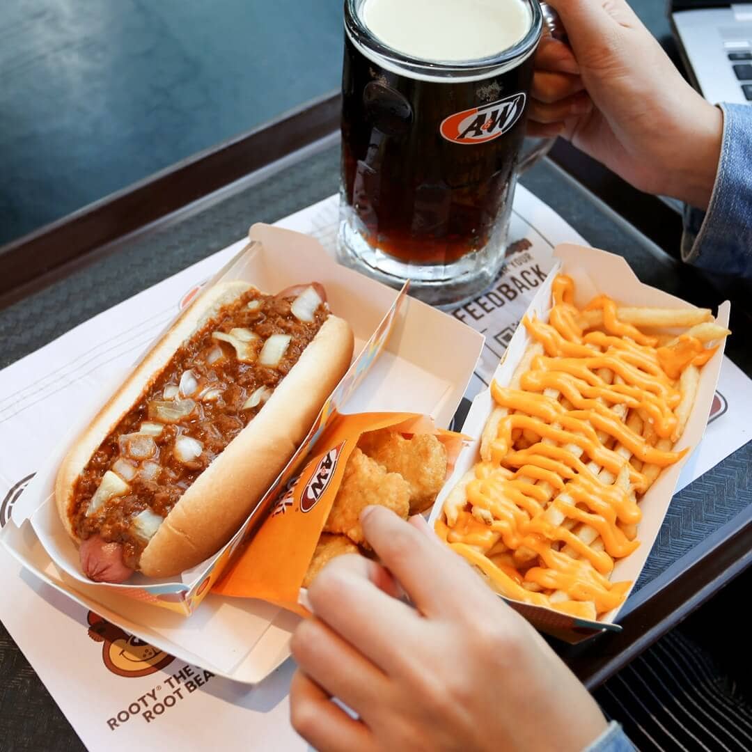 ravel down memory lane with A&W’s classic Beef Coney hot dog and Root Beer! A&W