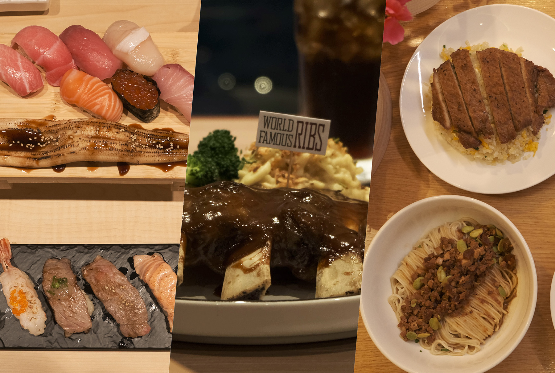 Cuisines from around the world – would you pick fresh sashimi platters, iconic American ribs or homey Taiwanese carbs?